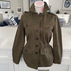 Talbots Petite Casual Military Inspired 100% Cotton Jacket Olive Green Sz P